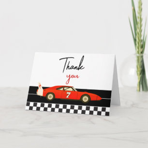 Race Car Boy Baby Shower   Little Racer Party Thank You Card