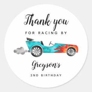 Race Car Boy Birthday Party Classic Round Sticker