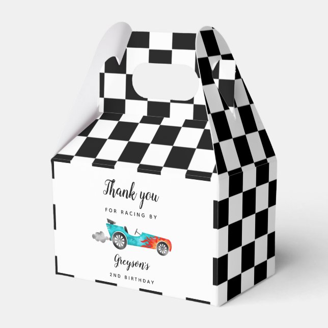 Race Car Boy Birthday Party Favour Box (Front Side)