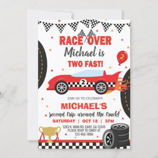 Race car, cars, racing boy 2nd birthday invite. invitation