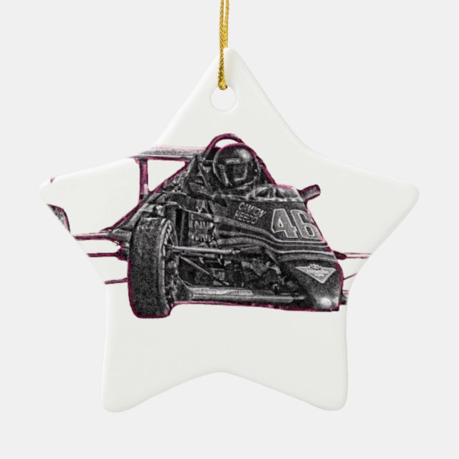Race Car Ceramic Tree Decoration (Front)