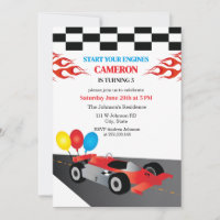 Race Car Chequered Start Your Engines Birthday