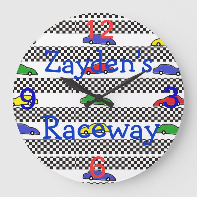 race car clock-edit name large clock (Front)