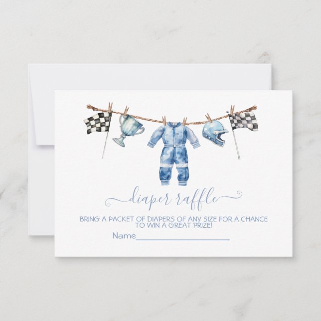 Race Car clothesline Diaper Raffle card (Front)
