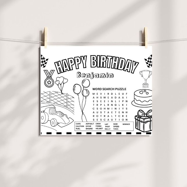 Race car colouring page race car Birthday activity Invitation (Creator Uploaded)