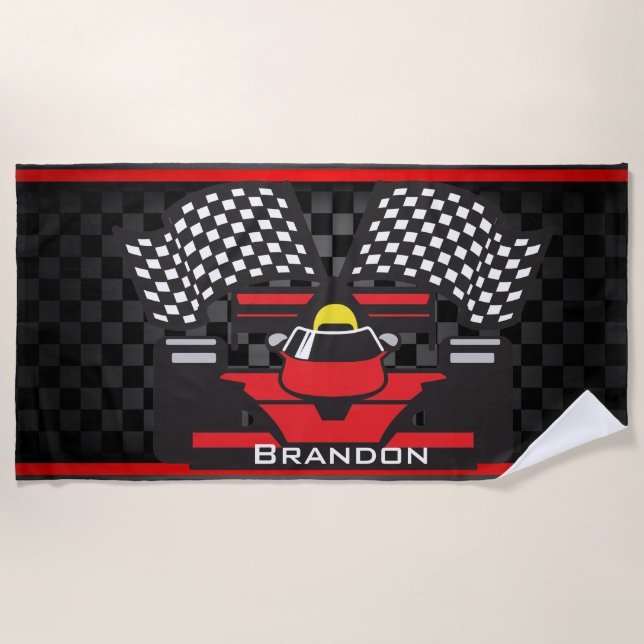 Race Car Design Beach Towel (Front)