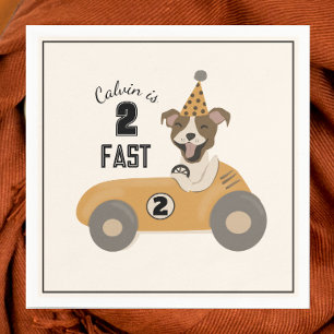 Race Car Dog Boys Two Fast Birthday Party  Napkin