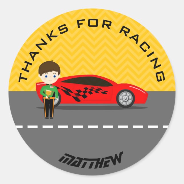 Race Car Driver Classic Round Sticker (Front)