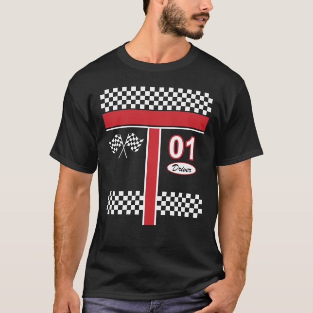 Race Car Driver Costume Shirt for Halloween (Front)