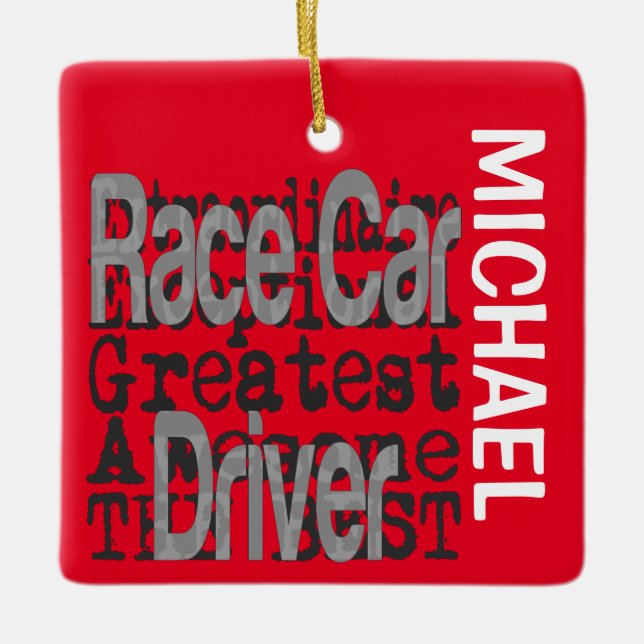 Race Car Driver Extraordinaire CUSTOM Ceramic Ornament (Front)