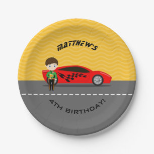 Race Car Driver Paper Plate