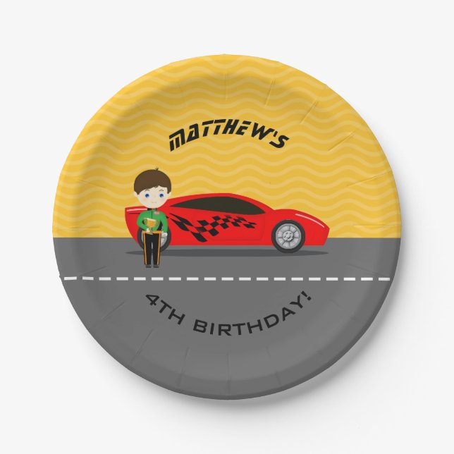 Race Car Driver Paper Plate (Front)
