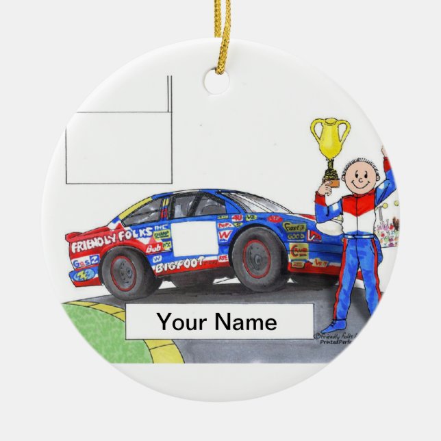 Race Car Driver, Stock - Male Ceramic Tree Decoration (Front)