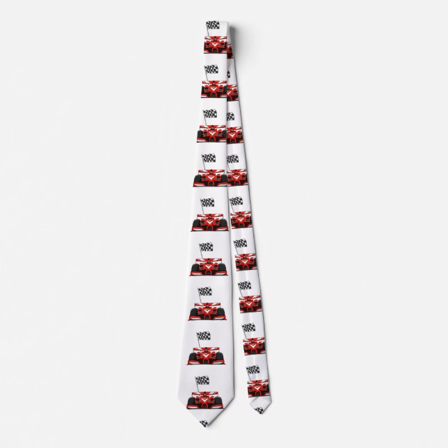 Race car extreme cartoon |Choose background color Tie (Front)