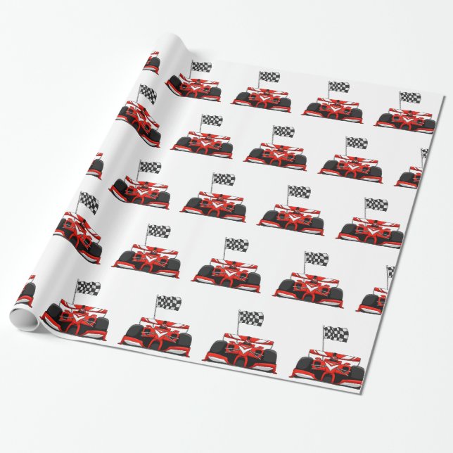 Race car extreme cartoon |Choose background color Wrapping Paper (Unrolled)