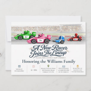 Race Car Family (1 sibling) Baby Sprinkle Invite