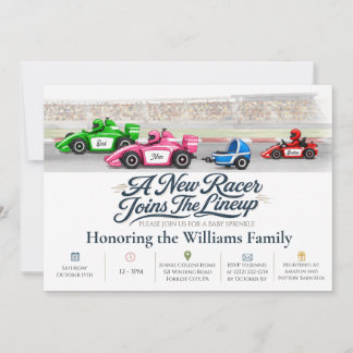 Race Car Family (1 sibling) Baby Sprinkle Invite