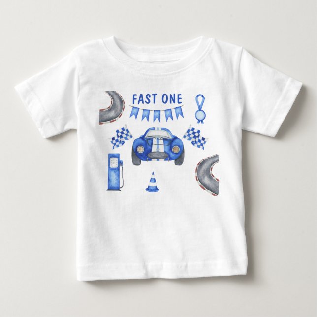 Race Car First Birthday Party  Baby T-Shirt (Front)
