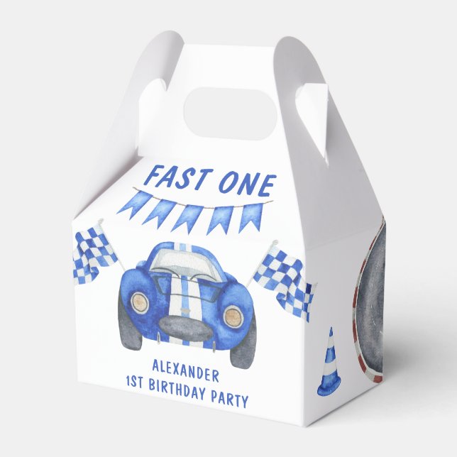 Race Car First Birthday Party  Favour Box (Front Side)