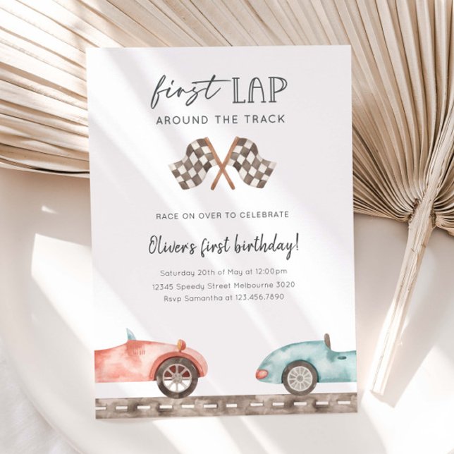 Race Car First Lap Around The Track Birthday Invitation (Creator Uploaded)