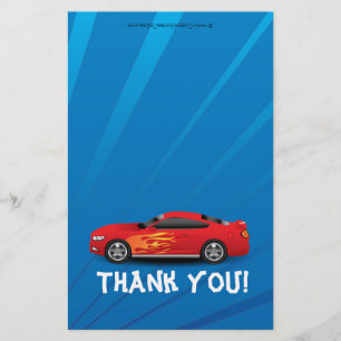 Race Car Flames Boy's Birthday Thank You Fold-Over Flyer