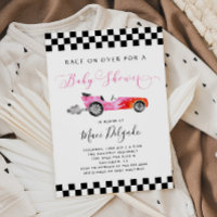 Race Car Girl Baby Shower Invitation