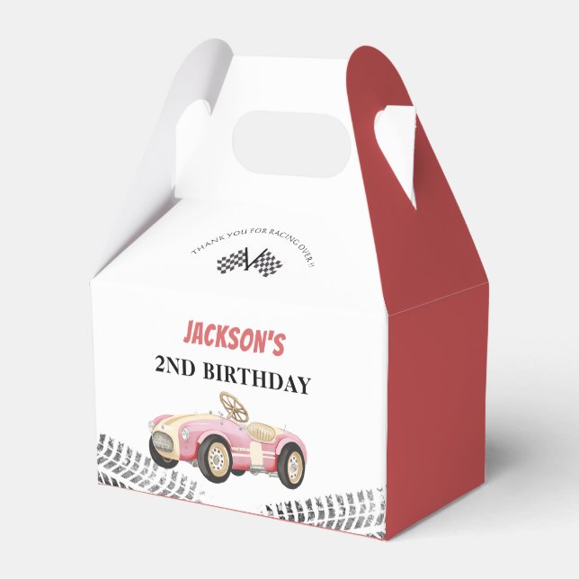 Race Car Girl Birthday Party Favour Box (Front Side)