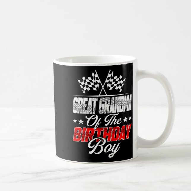 Race Car Great Grandma Of The Birthday Boy Racing  Coffee Mug (Right)
