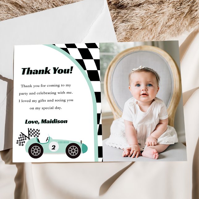 Race Car Green Birthday Party Thank You Card (Creator Uploaded)