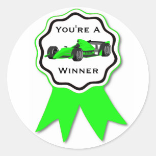 Race Car Green Ribbon Sticker