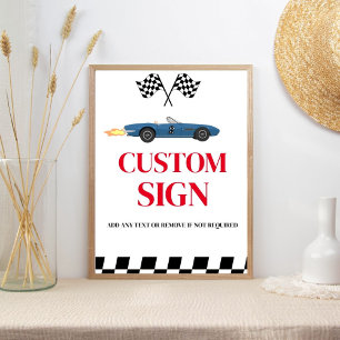 Race Car Growing up Two fast Birthday Custom Sign