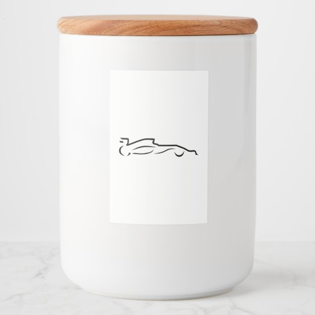 Race Car Line Drawing Silhouette Food Label (Front)
