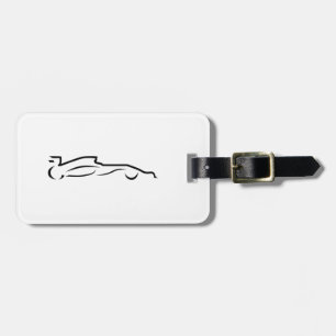 Race Car Line Drawing Silhouette Luggage Tag