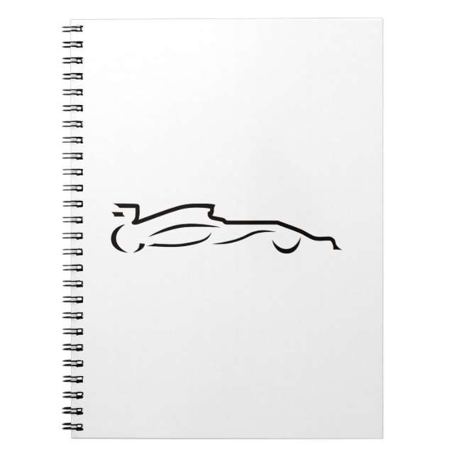 Race Car Line Drawing Silhouette Notebook (Front)
