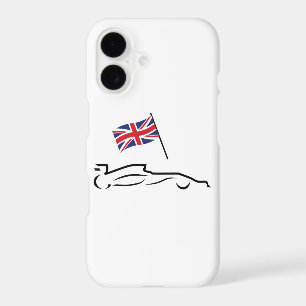 Race Car Line Drawing with British Flag