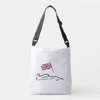 Race Car Line Drawing with British Flag