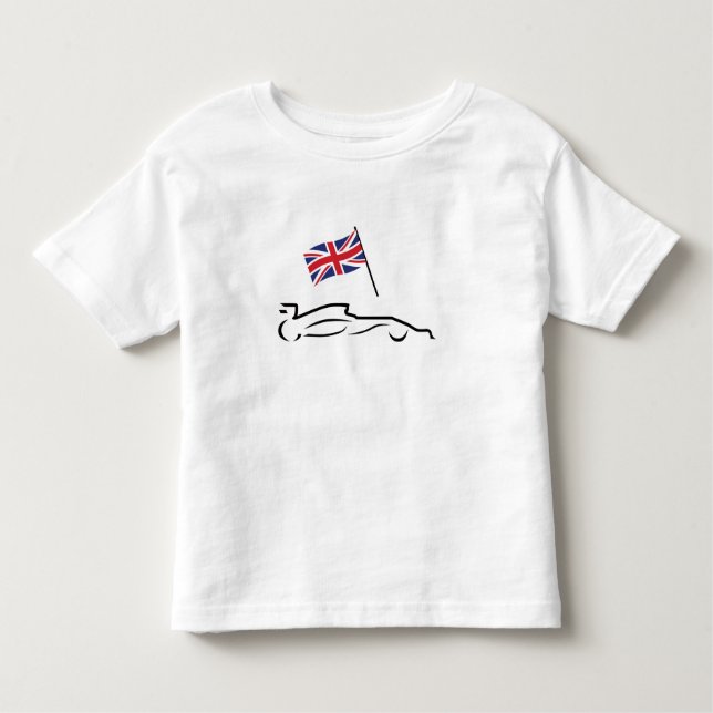 Race Car Line Drawing with British Flag Toddler T-Shirt (Front)