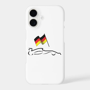 Race Car Line Drawing with German Flag