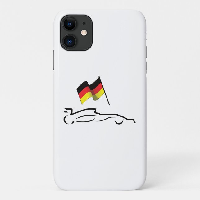 Race Car Line Drawing with German Flag Case-Mate iPhone Case (Back)