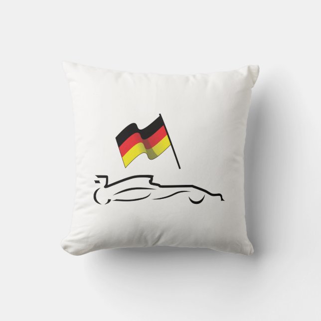 Race Car Line Drawing with German Flag Cushion (Front)