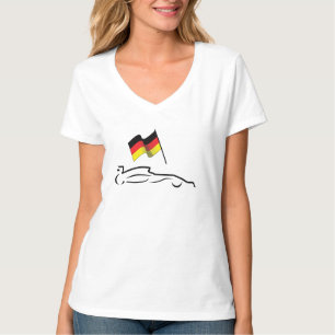 Race Car Line Drawing with German Flag T-Shirt