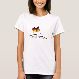 Race Car Line Drawing with German Flag T-Shirt