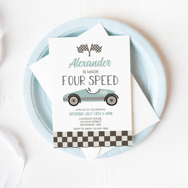 Race Car Made Four Speed Birthday Invitation (Creator Uploaded)