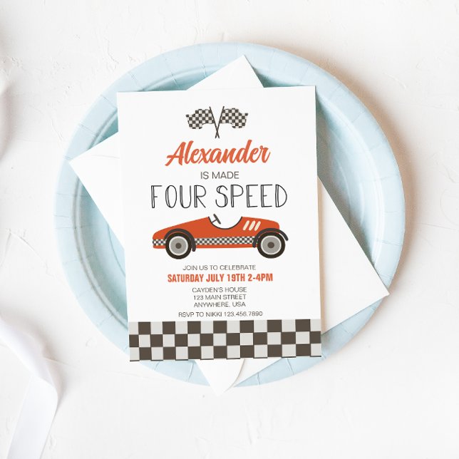 Race Car Made Four Speed Birthday Invitation (Creator Uploaded)