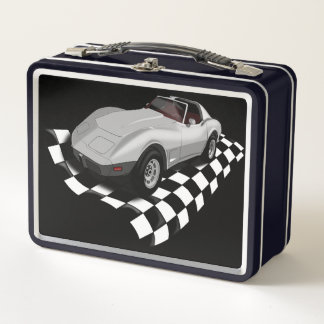 Race car metal lunch box