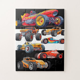 Race Car Monster Truck Cars Racing Design Jigsaw Puzzle