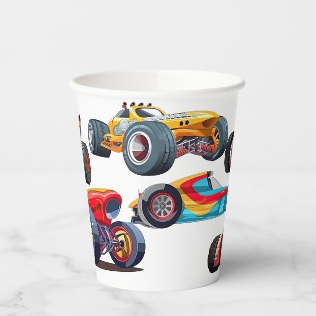 Race Car Monster Truck Cars Racing Design Paper Cups (Left)