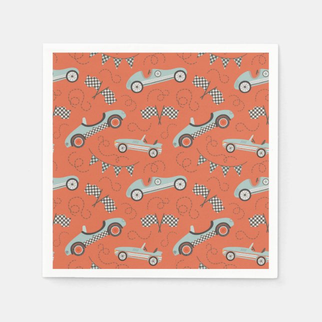 Race Car Party Paper Napkins | Vintage Race Car (Front)