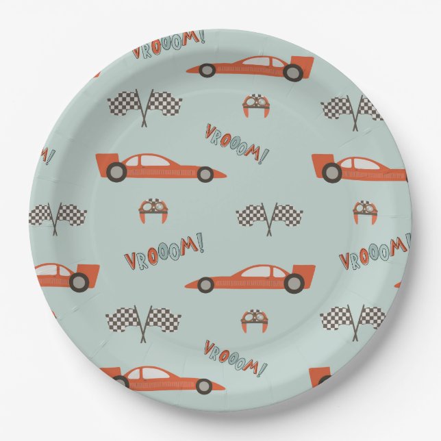 Race Car Party Paper Plates | Vintage Race Car (Front)