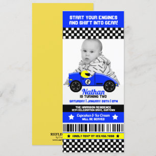 Race Car Photo Template Birthday Party Invitation